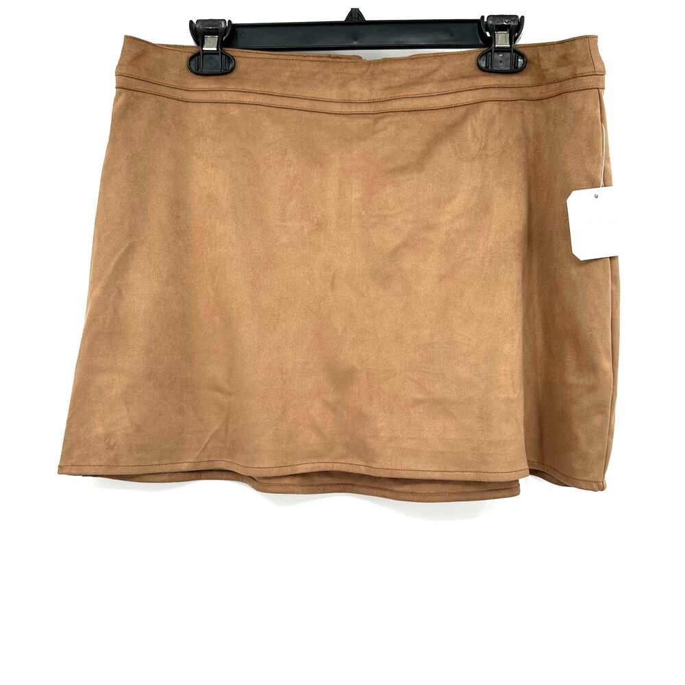 Altar'd State Size Large Mini Skirt Faux Suede Zip Up Rear Brown Short NWT